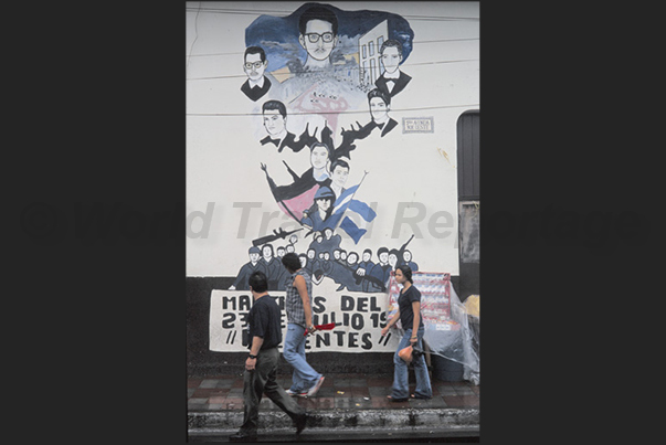 City of Leon where Somoza was murdered. Murals in memory of the Sandinista fight