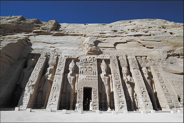Abu Simbel. Temple dedicated to the deity Hathor and Queen Nefertari (wife of Ramses) Abu Simbel. Temple dedicated to the deity Hathor and Queen Nefertari (wife of Ramses)