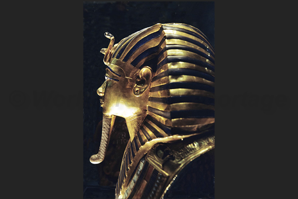 Cairo. Egyptian museum. Treasure tomb of Tutankhamun. Funeral mask of the Pharaoh