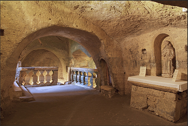 Village of Saint Emilion. The monolithic church (XII century) built by digging the tuff rock