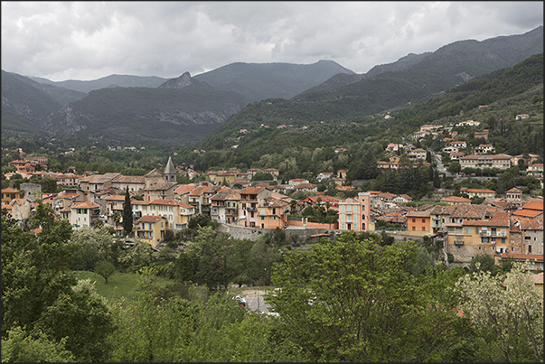 The village of Sospel in Bevera river valley The village of Sospel in Bevera river valley