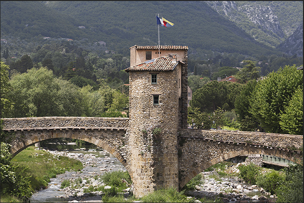 Sospel. Medieval bridge on the Bevera river. Built in wood in the 13th century and rebuilt in stone in the 16th century