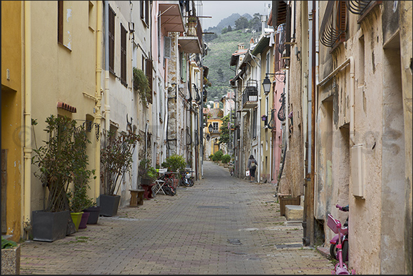 Castellar. Republique street, the main street of the village Castellar. Republique street, the main street of the village