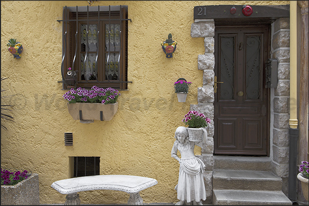 Castellar. The facades of the houses decorated in the Arson street Castellar. The facades of the houses decorated in the Arson street