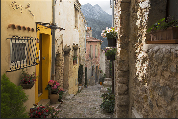 Saint Agnes. Rue des Comtes Leotardi, one of the main access routes to the village