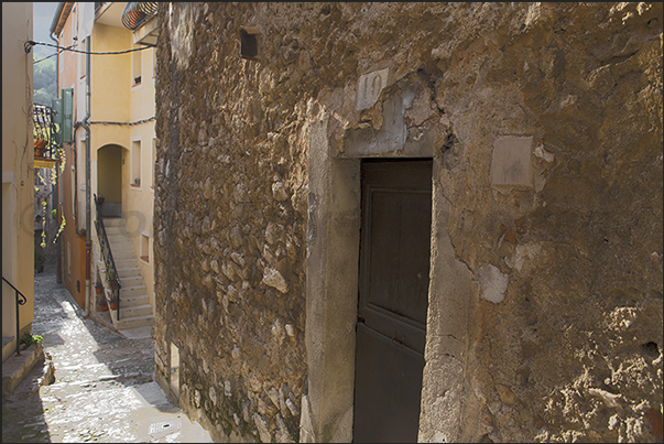 The medieval village of Gorbio. The ancient alleys that cross the village The medieval village of Gorbio. The ancient alleys that cross the village