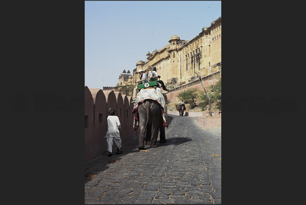 The ancient city of Agra on the banks of the Yamuna river. Ascent to the temple