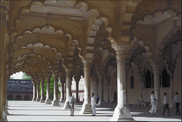 Agra Red Fort. The Diwan-i-Aam, the large arcade of the public audience hall Agra Red Fort. The Diwan-i-Aam, the large arcade of the public audience hall