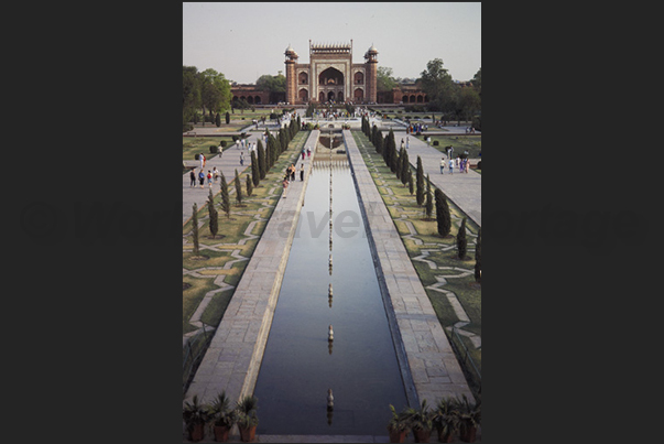 City of Agra. The garden with the entrance portal to Taj Mahal at the bottom City of Agra. The garden with the entrance portal to Taj Mahal at the bottom
