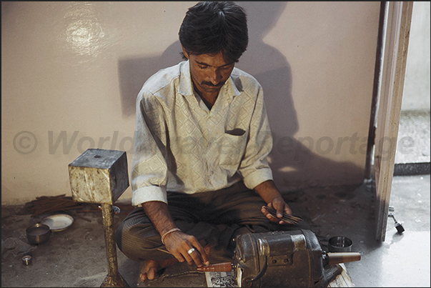 City of Jaipur. Craftsman at work in a jewelry store City of Jaipur. Craftsman at work in a jewelry store