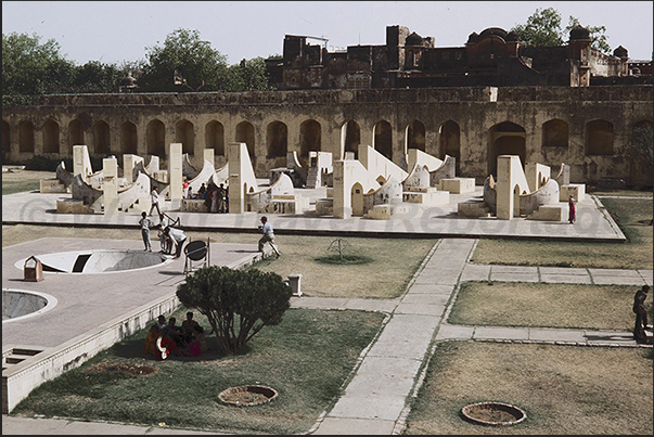 Jantar Mantar (Jaipur). The ancient architectural complex for the study of astronomy with different astronomical instruments