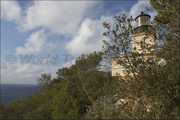 Lighthouse on the cliffs of Rocher de la Croix, south coast Lighthouse on the cliffs of Rocher de la Croix, south coast