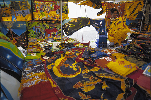 Saint Paul market, north-western coast. Textile stall Saint Paul market, north-western coast. Textile stall