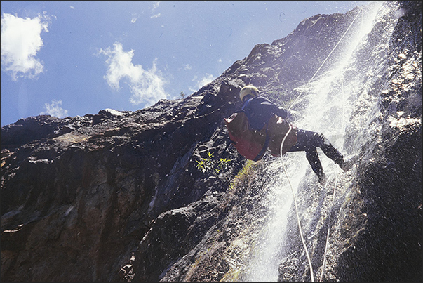 Canyoning in the Cirque de Cilaos park area, central area of the island Canyoning in the Cirque de Cilaos park area, central area of the island