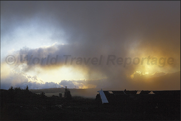 Low clouds and fumaroles Low clouds and fumaroles