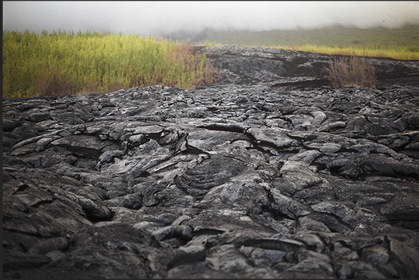 South east coast. Lava exit from Piton de la Fournaise volcano that interrupted the road between St. Philippe and Sainte Rose