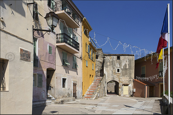 The medieval village of Roquebrune. The fountain square The medieval village of Roquebrune. The fountain square