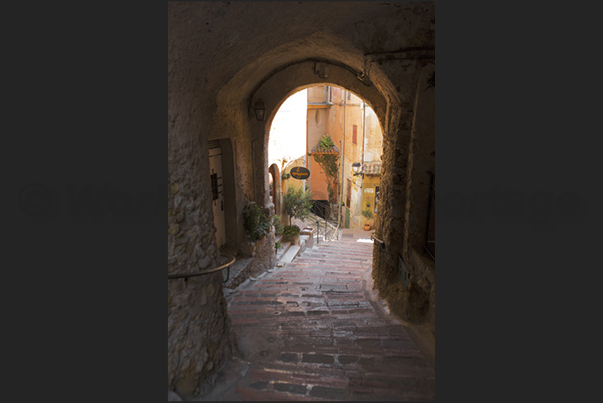 The village of Roquebrune. The alleys of the historic center The village of Roquebrune. The alleys of the historic center