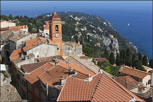 Panorama of the town situated on the hills of the French Riviera
