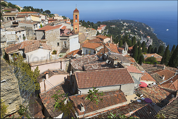 Panorama of the town situated on the hills of the French Riviera