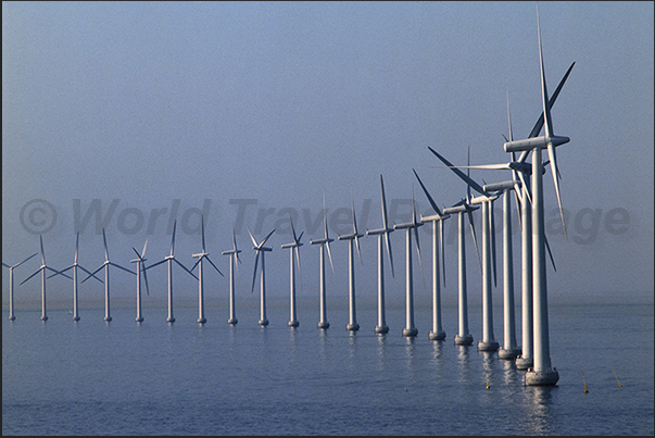 Exit from the port of Copenhagen (Denmark) heading south towards the Kiel Canal in Germany. Wind generators Exit from the port of Copenhagen (Denmark) heading south towards the Kiel Canal in Germany. Wind generators