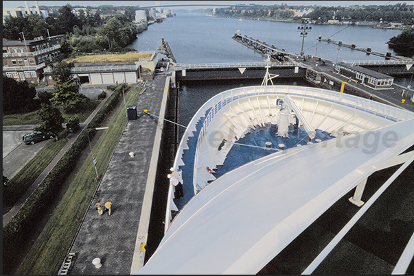 Entry in the Kiel Canal. Brunsbuttel lock