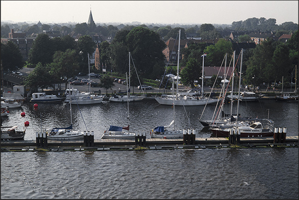 Brunsbuttel lock to the North Sea side. Exit gate on the river Elbe estuary