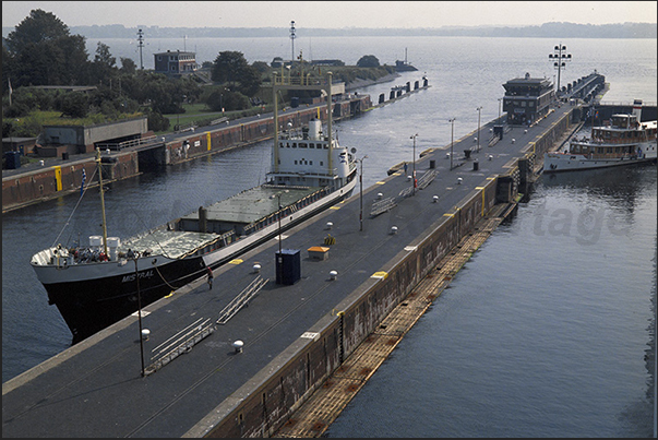 Brunsbuttel lock to the North Sea side. Exit gate on the river Elbe estuary