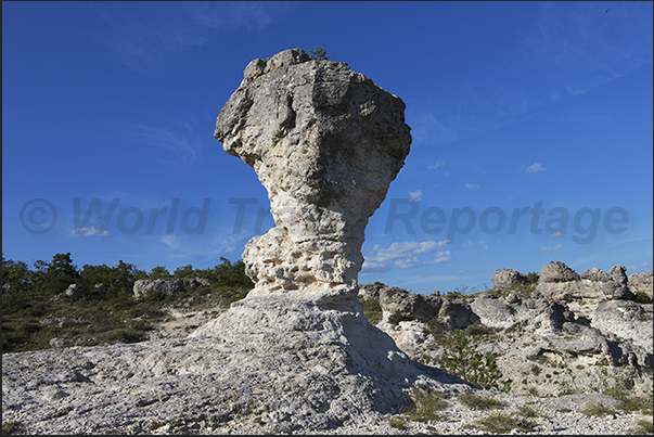 Les Mourres. A path runs through the valleys to discover columns and rocks with particular shapes eroded by water and wind