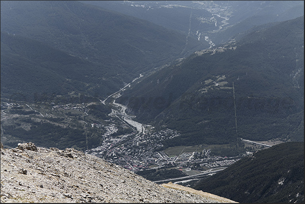 On the tip of the Seguret mountain. Oulx town On the tip of the Seguret mountain. Oulx town