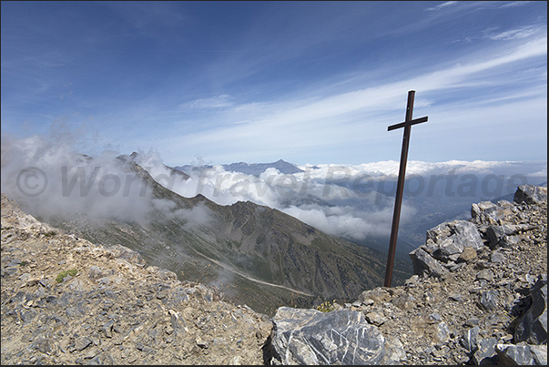 On the tip of the Seguret mountain and on the horizon the tip of Rocciamelone mountain