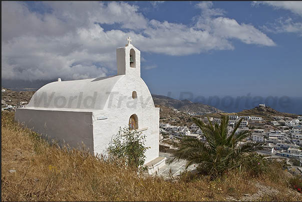 The churches of Chora (capital of the island), one of the most visible architectural features of the city The churches of Chora (capital of the island), one of the most visible architectural features of the city