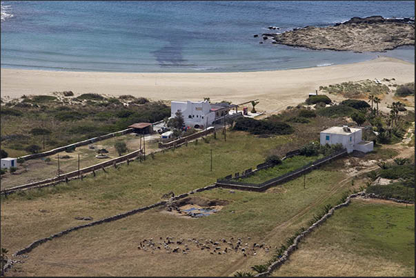 Beach in Manganari Bay (southern tip of the island)