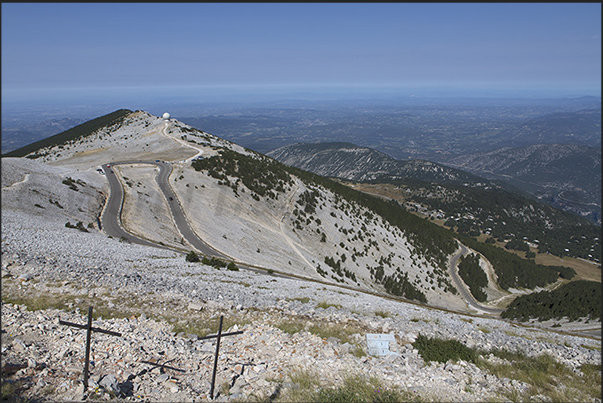 The long descent from the north-western side of Mount Ventoux