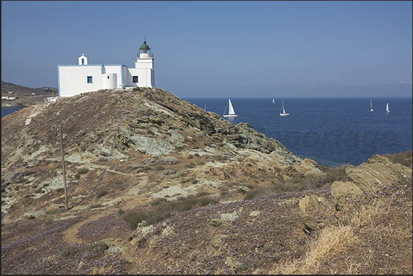 Bay of Agios Nikolaus. Lighthouse of entry to the port of Korissia Bay of Agios Nikolaus. Lighthouse of entry to the port of Korissia