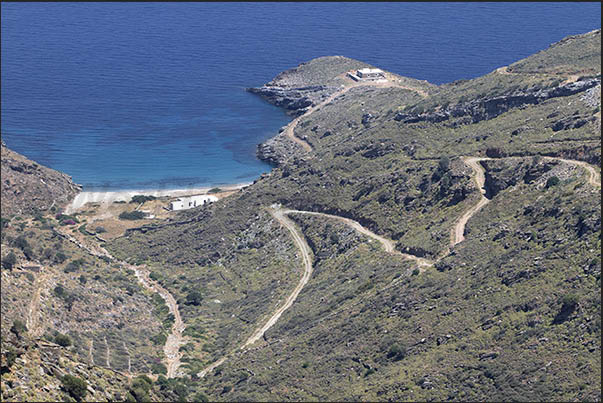 North East coast. The bay and the beach of Psathi. North East coast. The bay and the beach of Psathi.