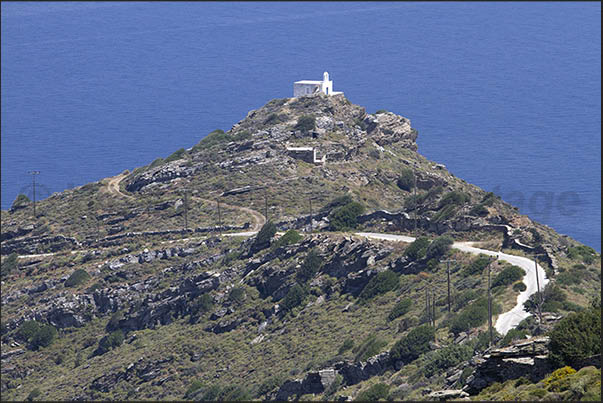 North East coast. The hill that separates the Psathi bay from the Orkos bay (right)