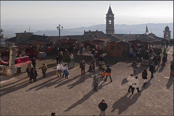 The castle square with the Christmas market houses The castle square with the Christmas market houses