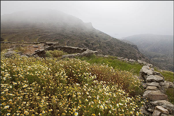 North cliff near Aghia Triada at 300 meters high above sea level. Morning mists