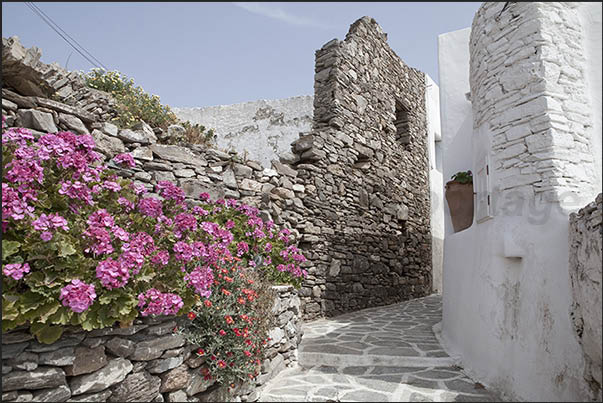 The narrow streets of Kastro, the capital of the island The narrow streets of Kastro, the capital of the island