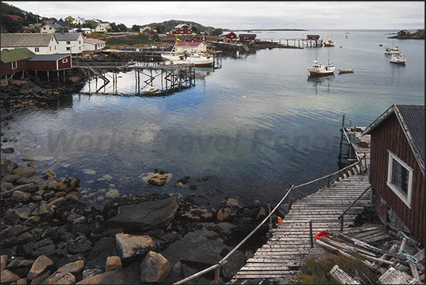 Vestvagoy coasts, the northernmost island of Lofoten archipelago. Fishing village