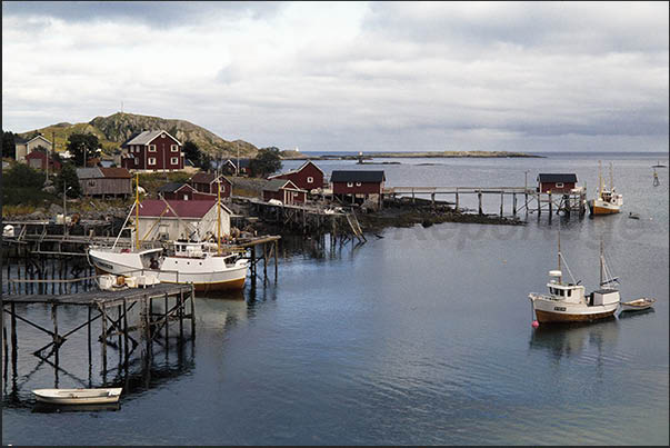 Vestvagoy coasts, the northernmost island of Lofoten archipelago. Fishing village