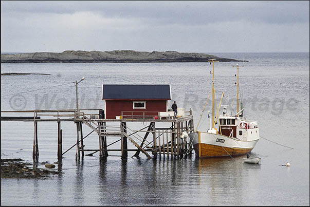 Vestvagoy coasts. Fishing village. Fish warehouse