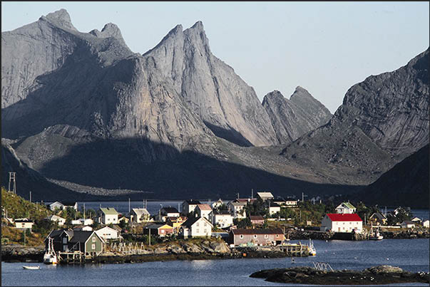 Moskenosoya Island (Lofoten archipelago.) Small town of Reine