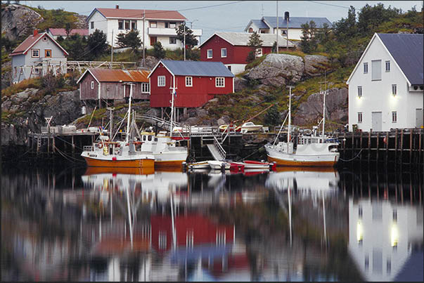 Moskenosoya island (Lofoten). Town of Reine, the fishing port