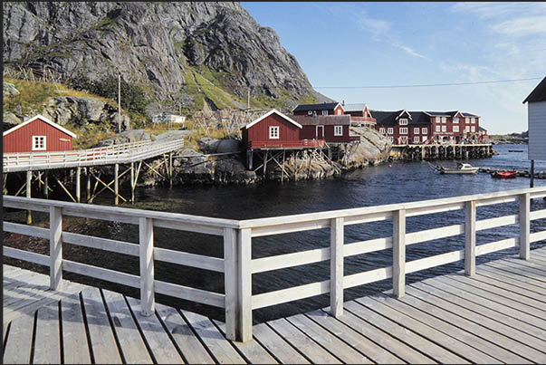 Moskenosoya island (Lofoten). Town of A last inhabited place in the extreme south of the archipelago Moskenosoya island (Lofoten). Town of A last inhabited place in the extreme south of the archipelago