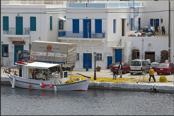 Katapola, the main port of the island. Fishermen's pier Katapola, the main port of the island. Fishermen's pier