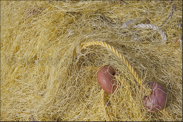 Detail of the fishing nets at the port of Katapola