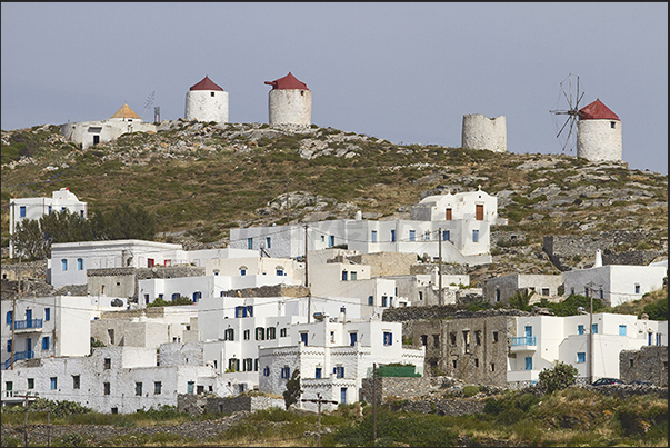 Windmills above the small town of Hora