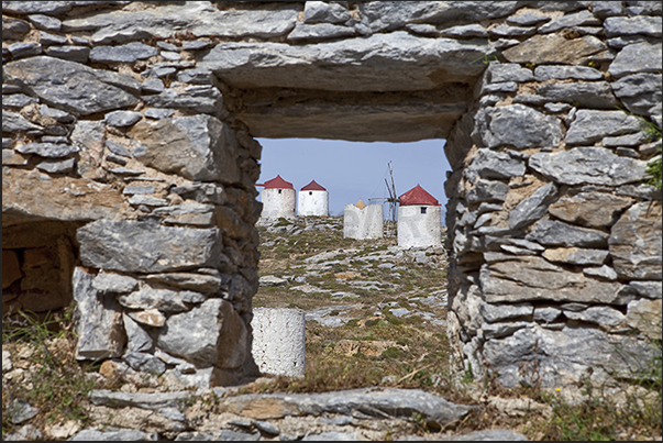 Windmills above the small town of Hora